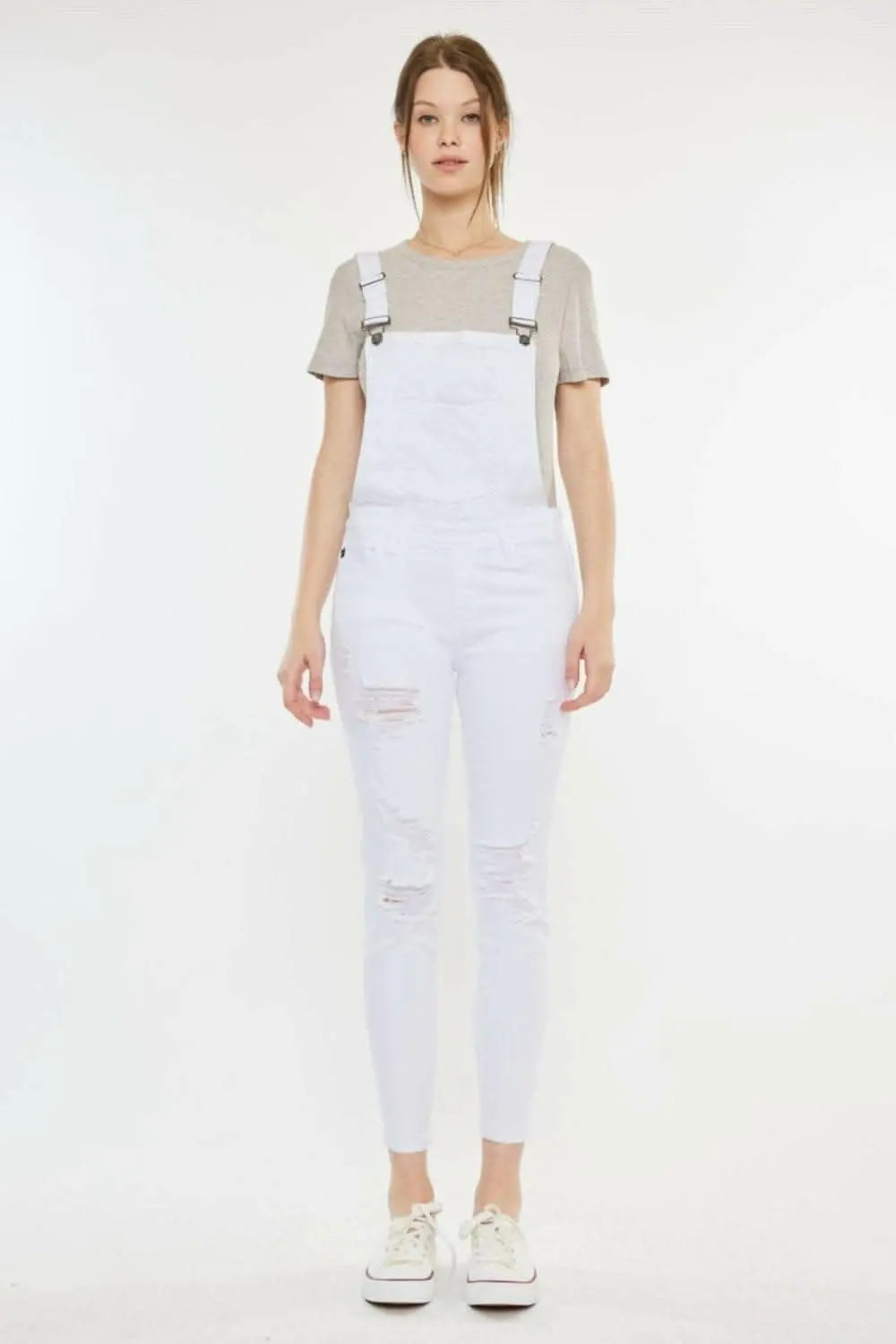 Rugged Chic Distressed Skinny Denim Overalls - Love Salve